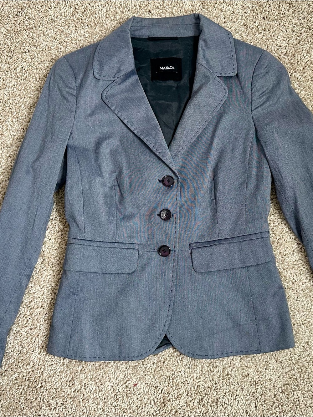 Max & Co. Women's Slate Gray Three-Button Tailored Blazer